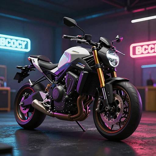 Hyperrealistic Motorcycle with Neon Lights