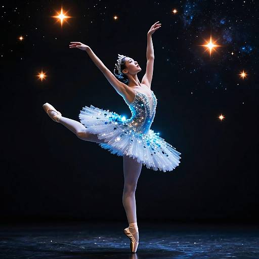 Glass Ballerina with Starry Galaxy Glow