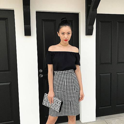 Chic Woman in Monochrome Fashion