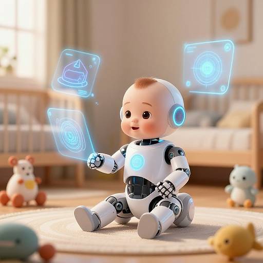 Ultra-Realistic Futuristic Robotic Baby