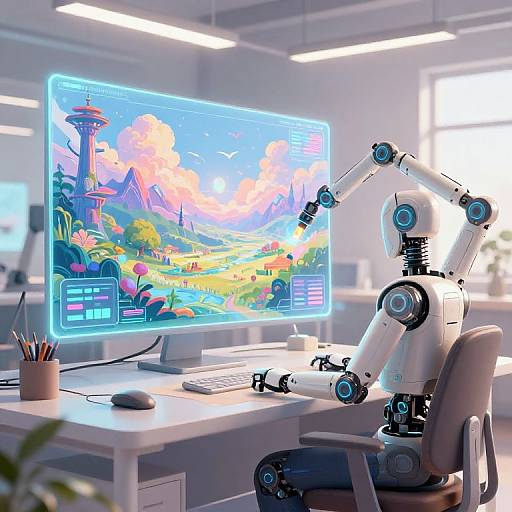 Surreal AI-Enhanced Artistic Workspace