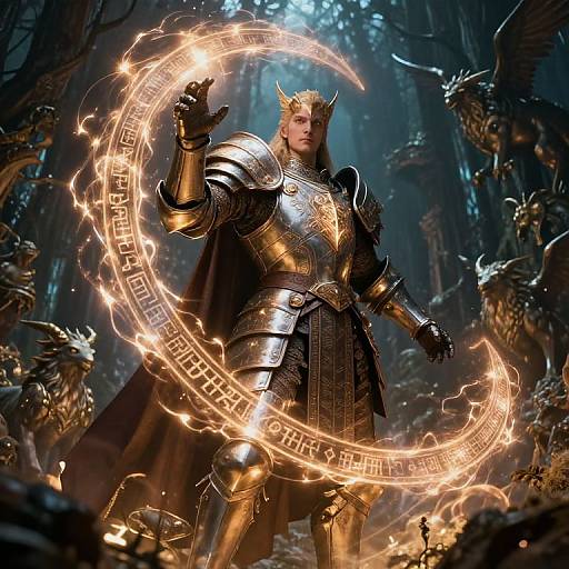 Heroic Fantasy Paladin in Enchanted Forest