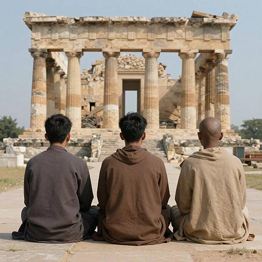 Boys in Scenery by Ancient Ruins