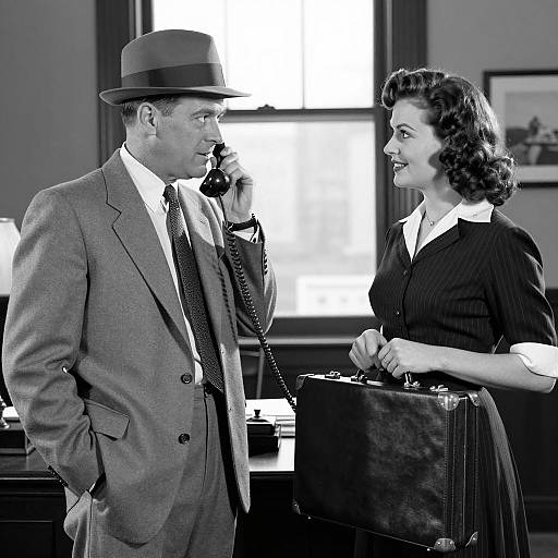 1940s Office Scene: Man and Woman Portrait