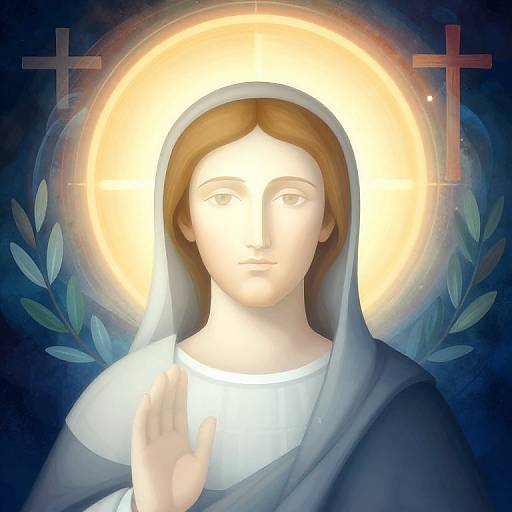 Minimalist Saint Portrait with Spiritual Auras