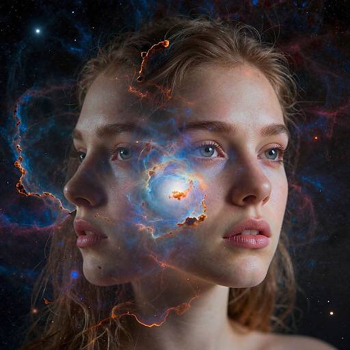 Cosmic Nebula Double-Exposure Portrait
