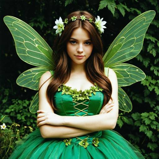 Fairy in Green Costume with Wings