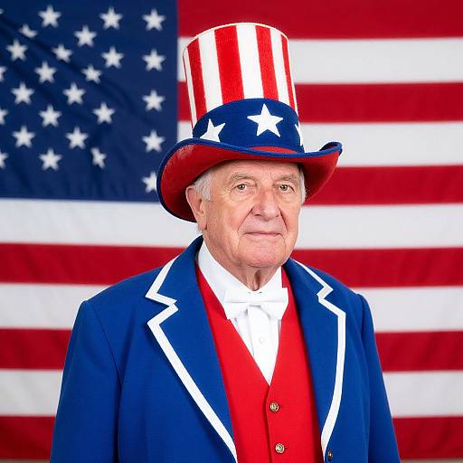 Patriotic Elderly Man in Americana Costume