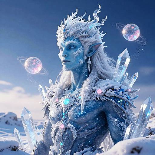 Frost Giant Amid Crystalline Spires