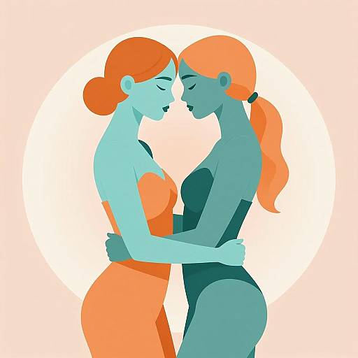 Futuristic Embrace of Abstract Figures