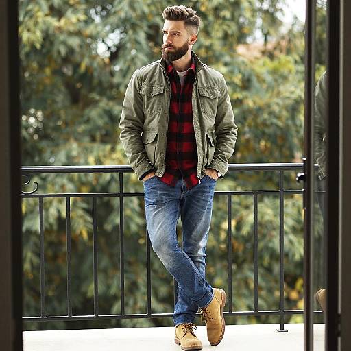 Bearded Man on Balcony Portrait