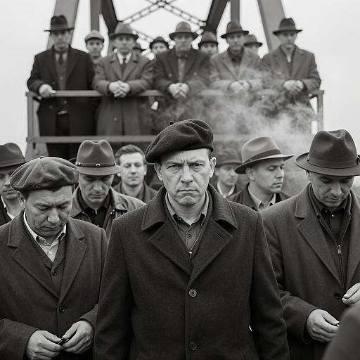 Historical Black and White Crowd Scene