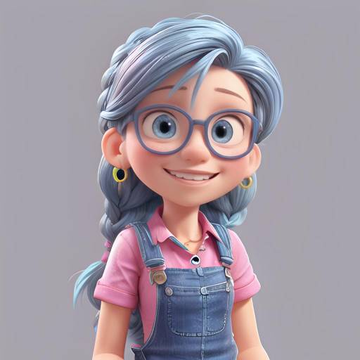 Charming Girl in Blue Overalls