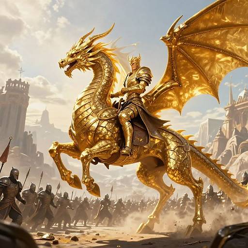 Golden Dragonborn Paladin Leading Army