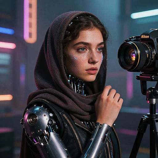 Cyberpunk Afghan Girl Editorial Portrait