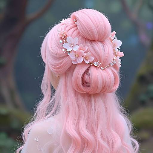 Pink Fantasy Hairstyles in Magical Forest
