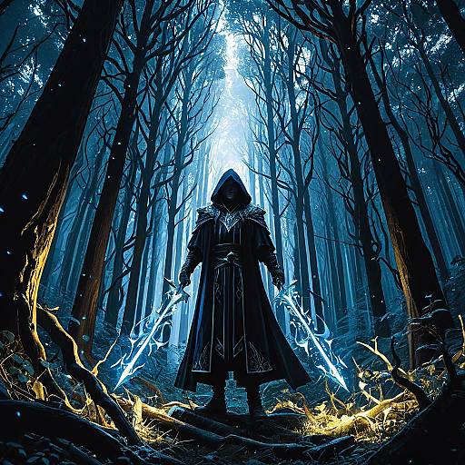 Ethereal Shadow Mage in Crystalline Forest