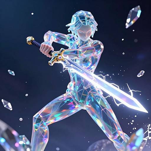 Iridescent Glass Warrior in Action