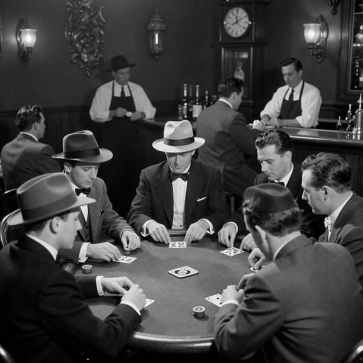 1920s Men Playing Poker at Speakeasy