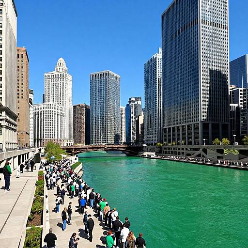 Chicago River in Vibrant St. Patrick's Green