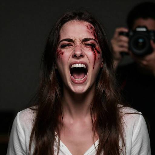 Screaming Woman in Dark Atmosphere