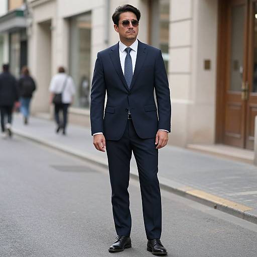 Man in Semi-Formal Suit on Street