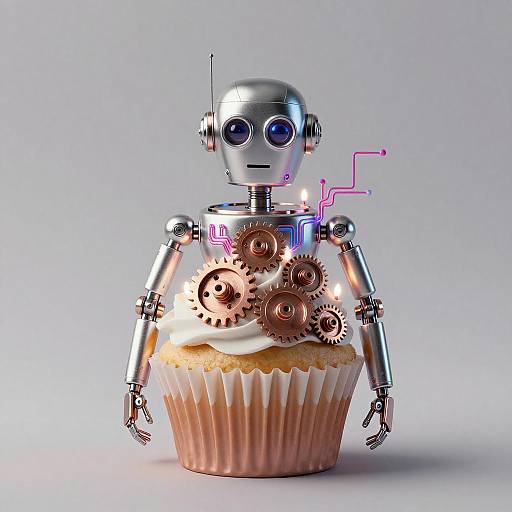 Cupcake Automaton Metallic Frosting Portrait