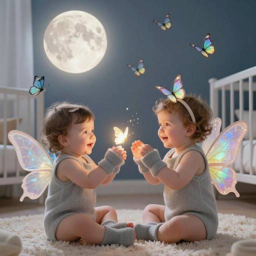 Magical Nursery Scene with Delighted Babies