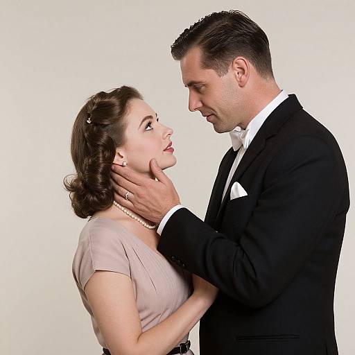 1950s Elegant Couple Intimate Moment