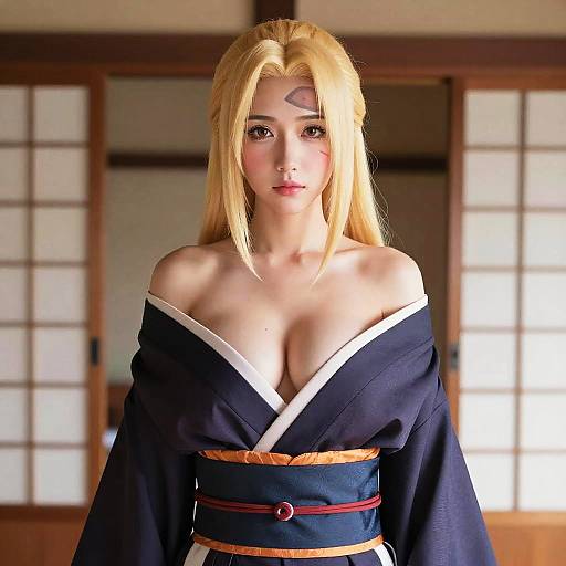 Realistic Tsunade Portrait in Kimono