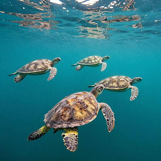 Majestic Sea Turtles in Turquoise Waters