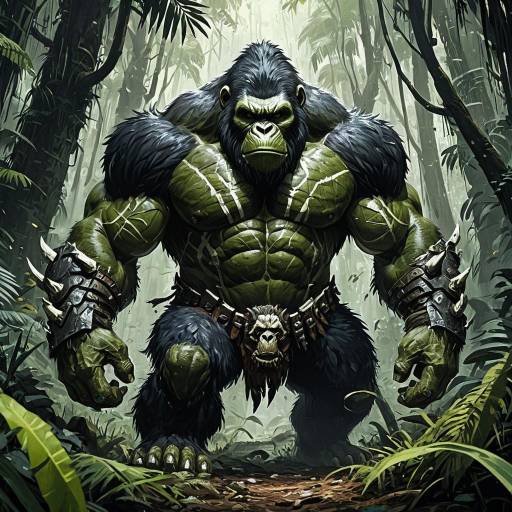 Mighty Ape Warrior in Jungle Scene Mighty Ape Warrior in Jungle Scene