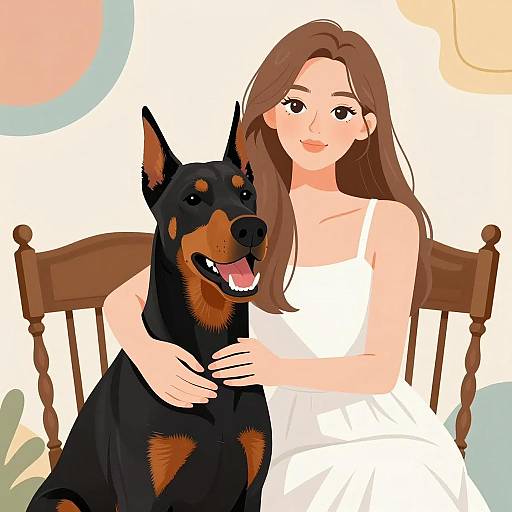 Warm Portrait of Woman and Dog