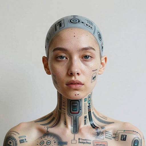 Post-Human Cybernetic Non-Binary Futurist Portrait