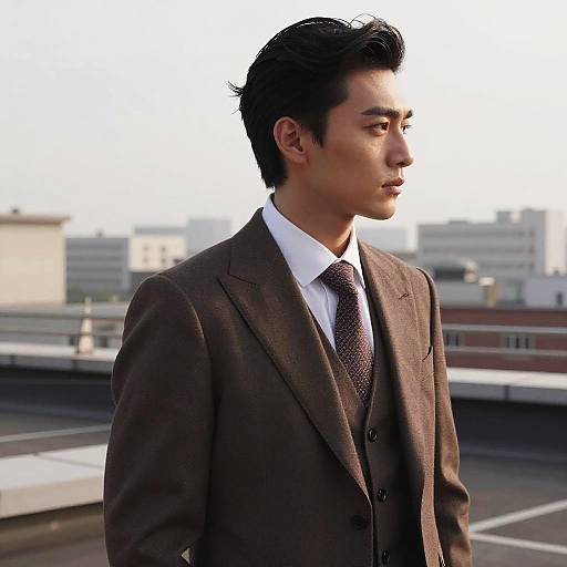 Side Part Hairstyle on Man in Suit