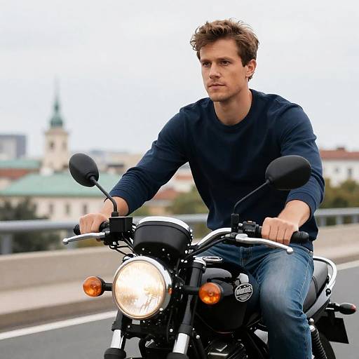 Focused Rider in Urban Scene