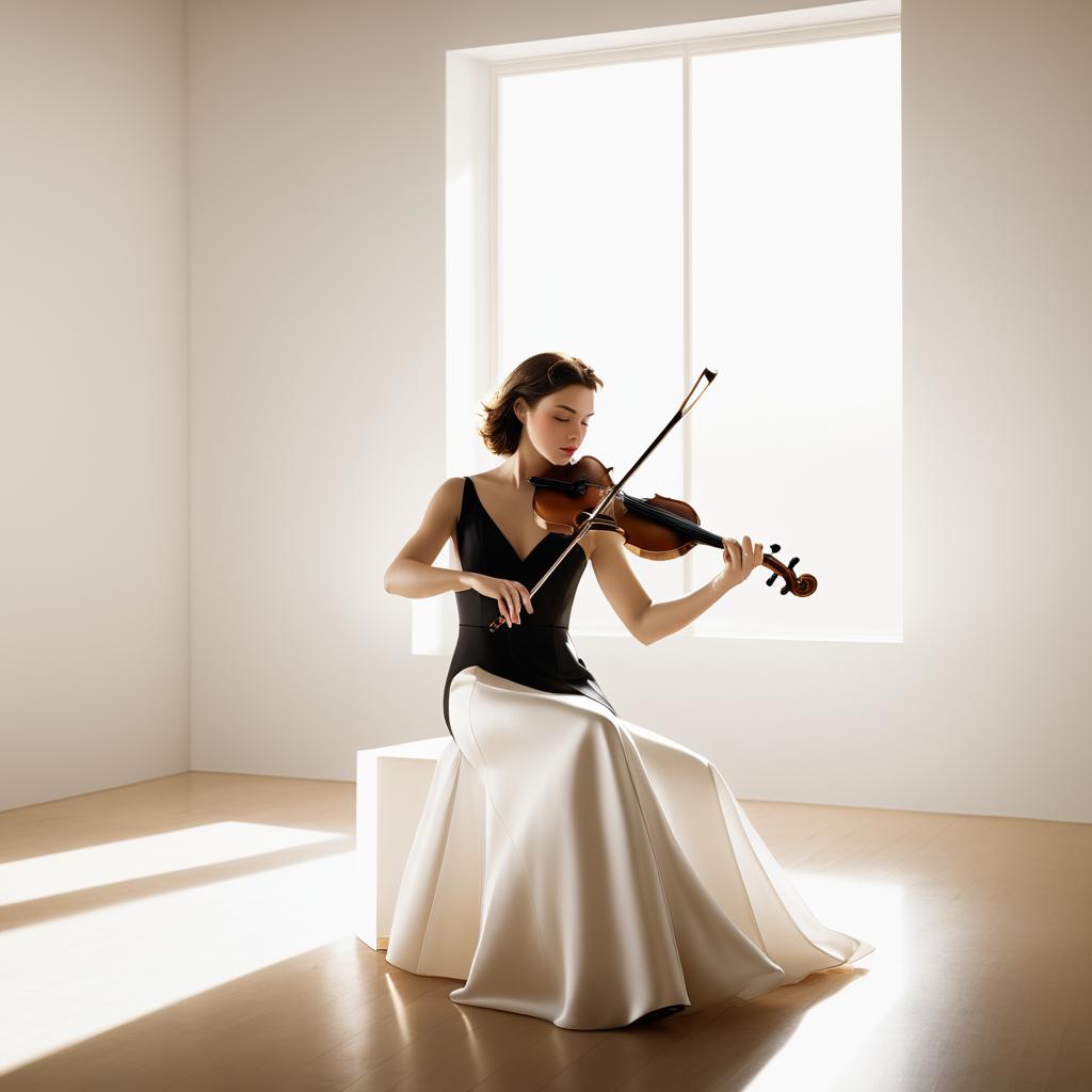 Timeless Violinist in Sunlit Elegance