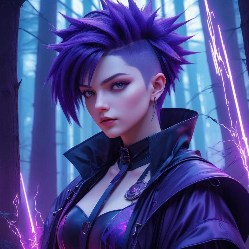 Cyberpunk Witch Portrait in Anime Style