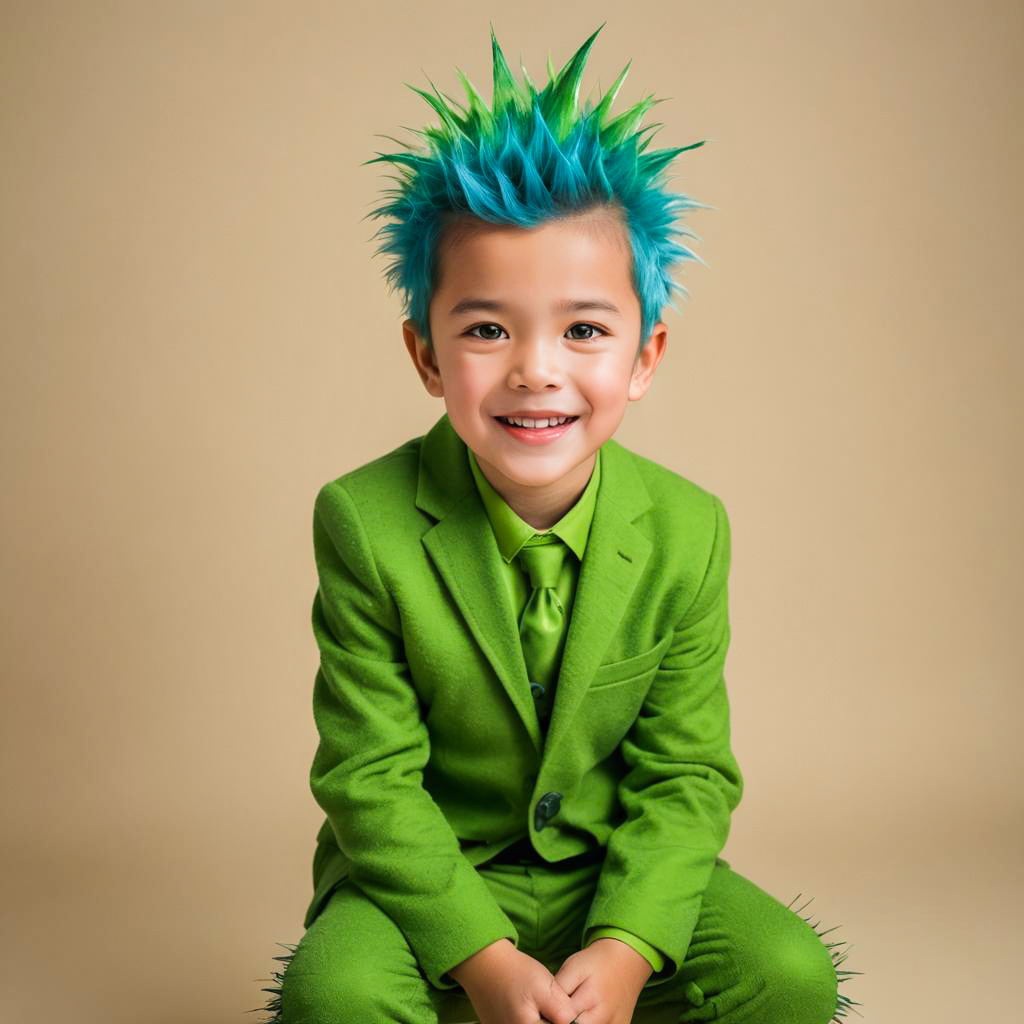 Whimsical Boy in Grinch Costume Portrait