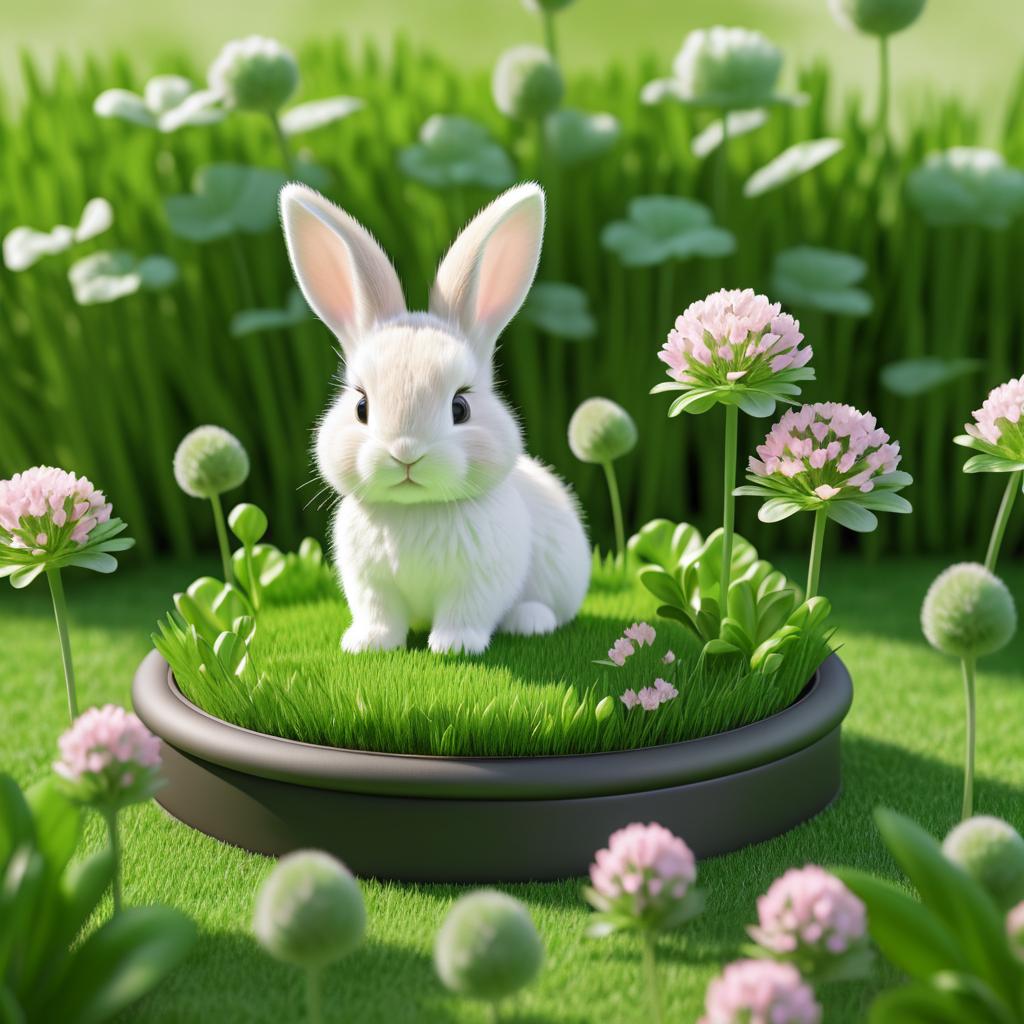 Photorealistic Baby Rabbit in Clover