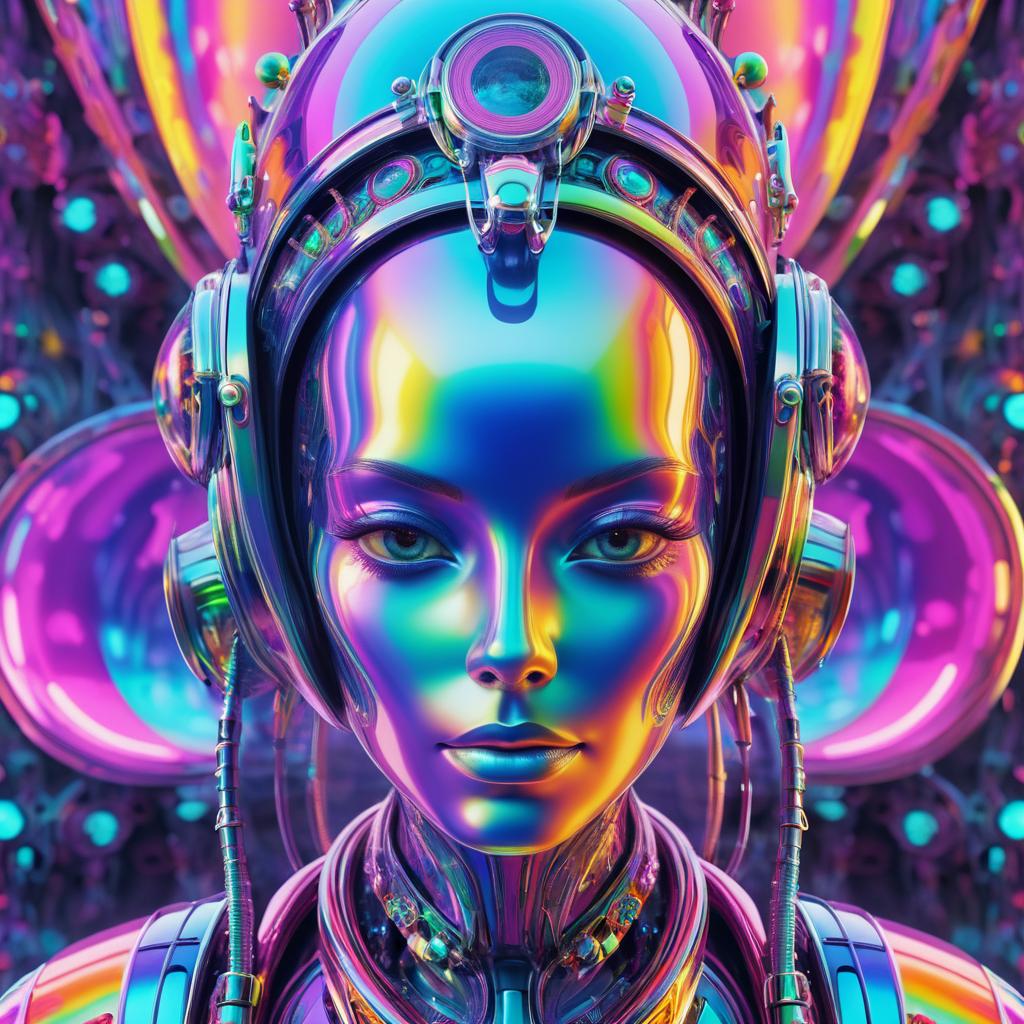 Vibrant Alien Portrait in Futuristic Style