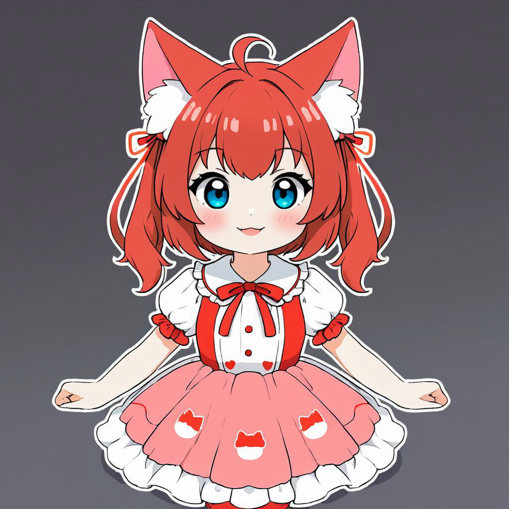 Cheerful Nekomimi in Retro Style