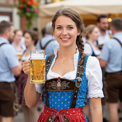 Woman in Traditional Bavarian Beerfest Outfit