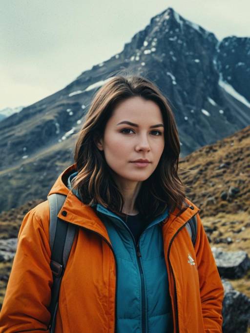 Woman Standing in Mountain Landscape