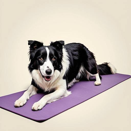 Border Collie on Purple Yoga Mat