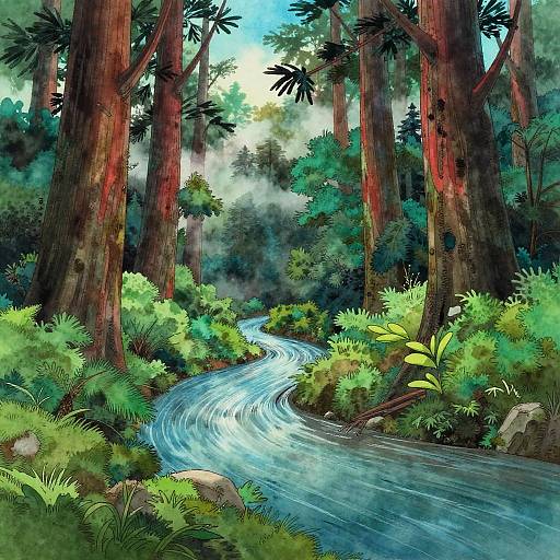 Surreal Redwood River Tattoo Art