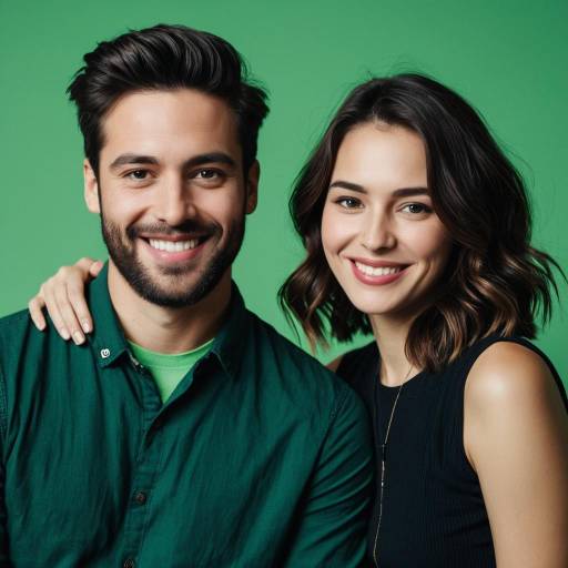 Smiling Young Couple in Casual Clothing