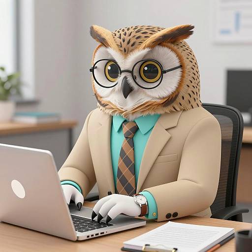 Anthropomorphic Owl in Business Attire