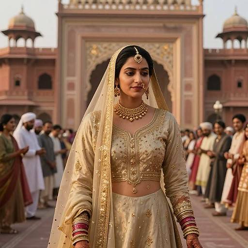 Bridal Shalwar Kameez with Gold Zari