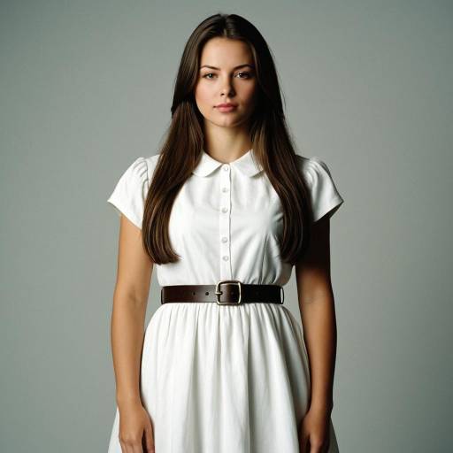 Woman in White Dress with Belt